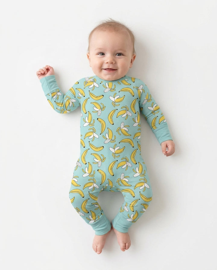 Bananas Bamboo Crescent Zippered Romper