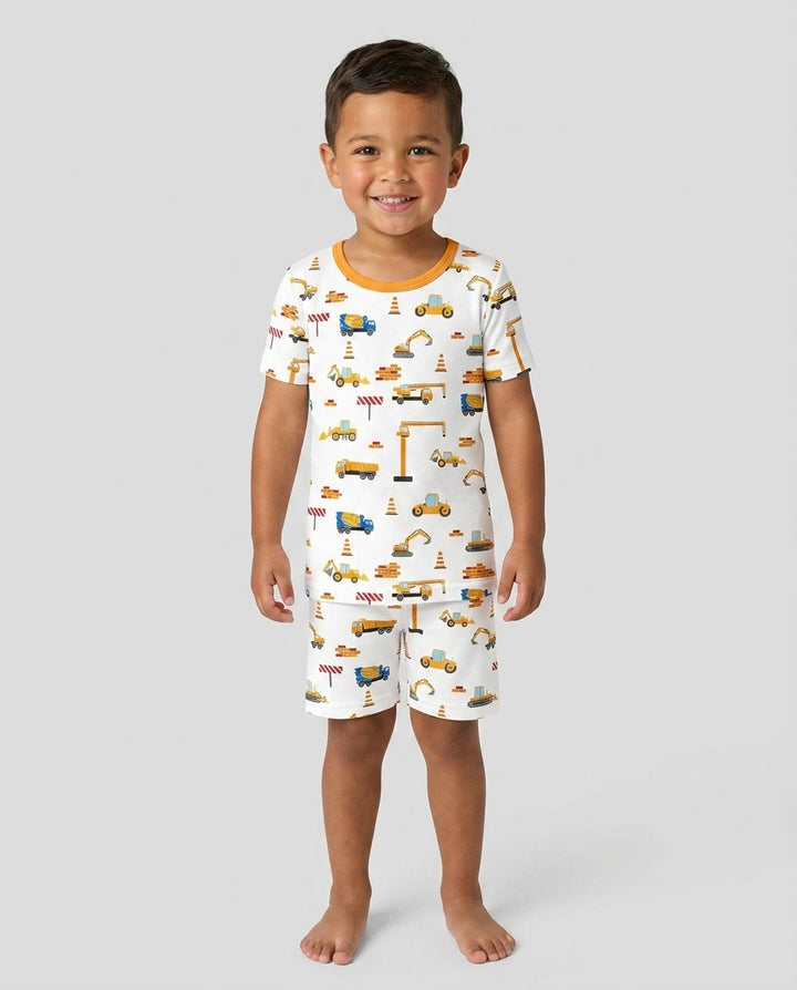 Construction Bamboo Two Piece Short Sleeve Shorts Pyjamas Set