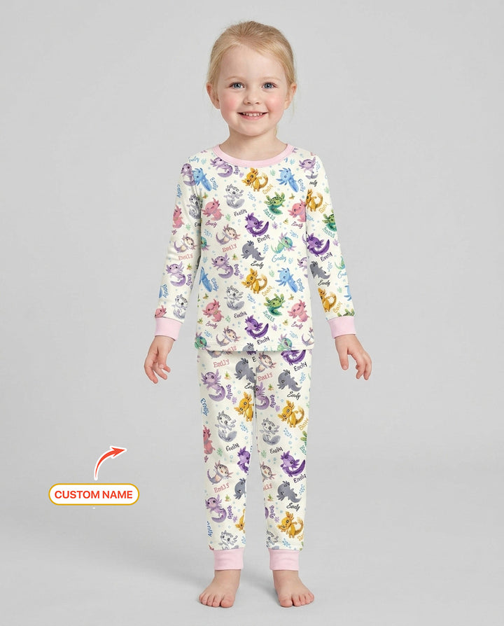 I Love You Axolotl Custom Name Bamboo Two Piece Long Sleeve Pajama Set