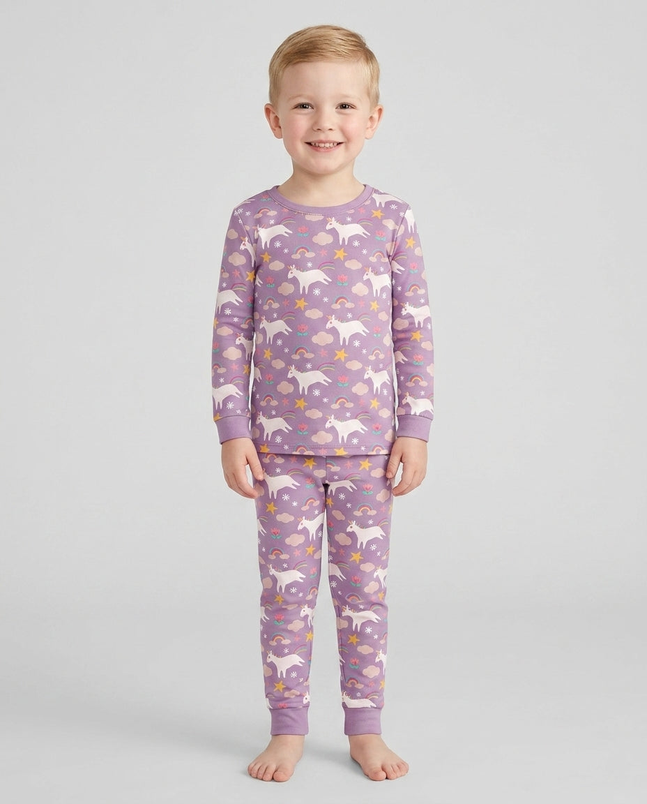 Purple Unicorns Bamboo Two Piece Pyjamas Set