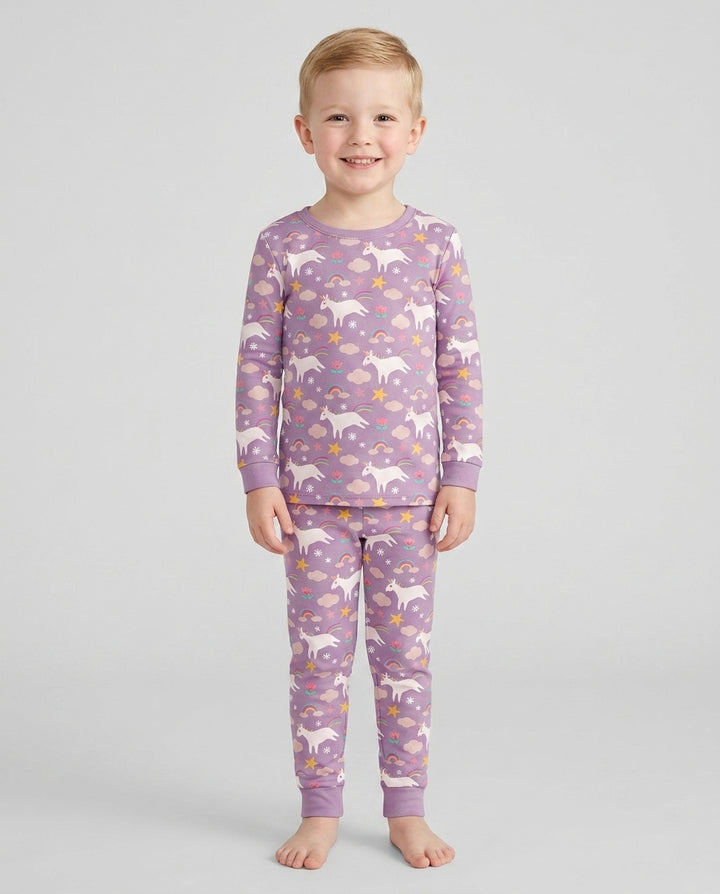 Purple Unicorns Bamboo Two Piece Pyjamas Set