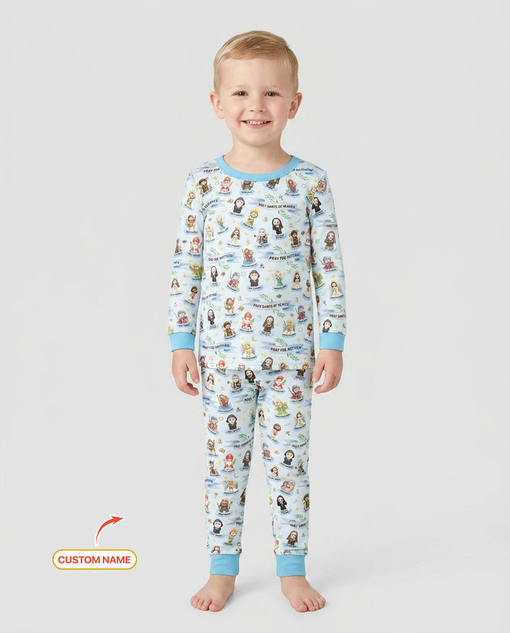 Holy Saints of Heaven Custom Name Bamboo Two Piece Long Sleeve Pajama Set