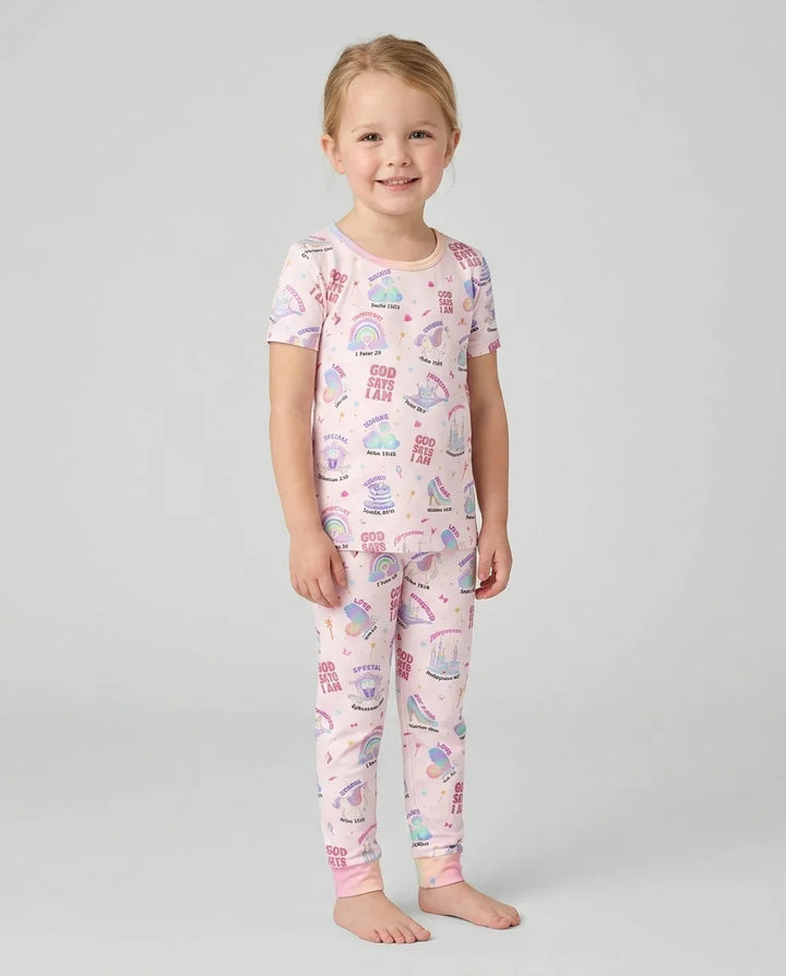 God Says I Am Girl Bamboo Two Piece Short Sleeve Pyjamas Set