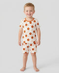 Orange Basketball Bamboo Two Piece Short Sleeve Shorts Pyjamas Set