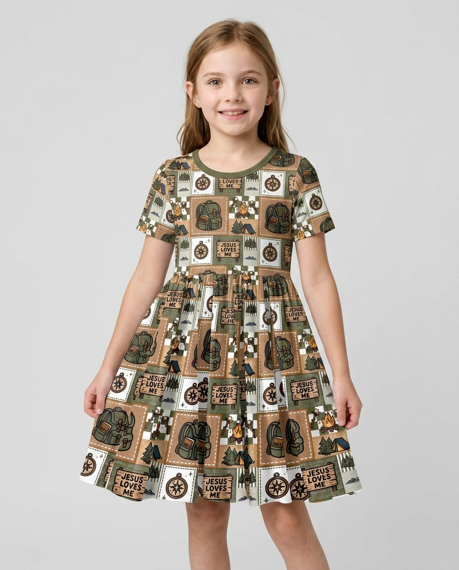 Camping Jesus Loves Me Bamboo Twirl Dress