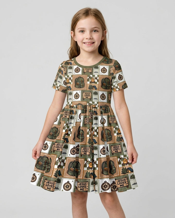 Camping Jesus Loves Me Bamboo Twirl Dress