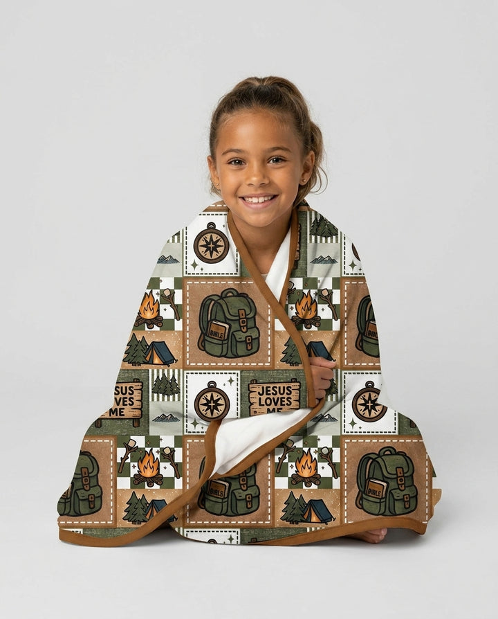 Camping Jesus Loves Me Bamboo Blanket