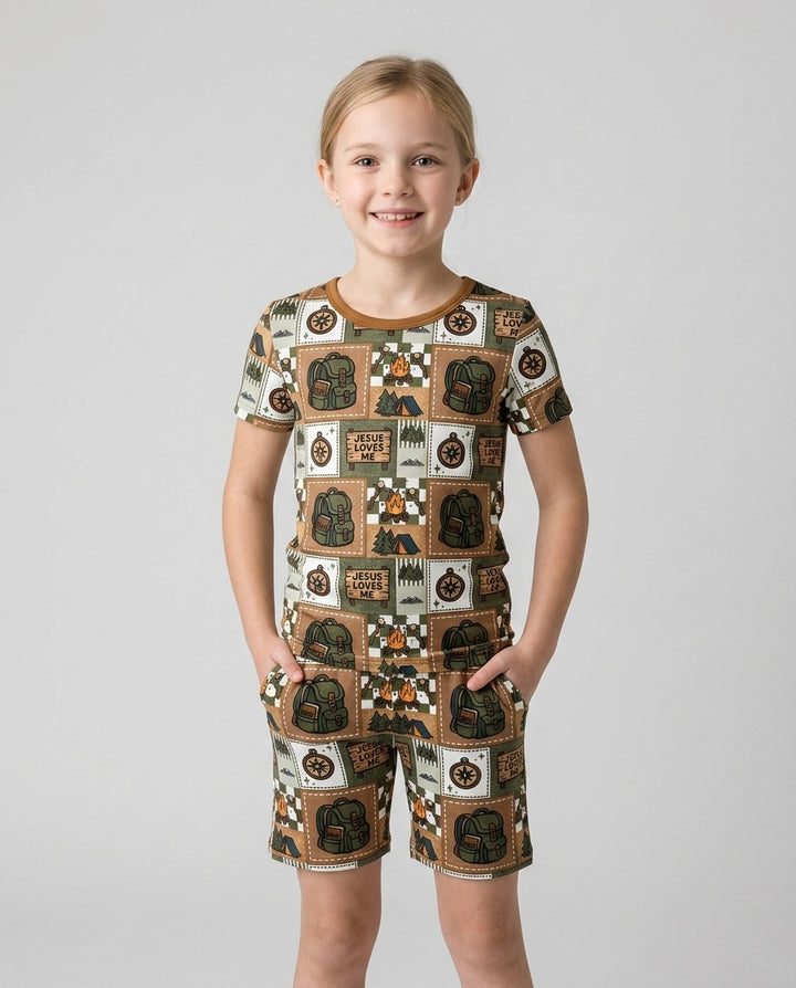 Template Bamboo Two Piece Short Sleeve Shorts Pyjamas Set