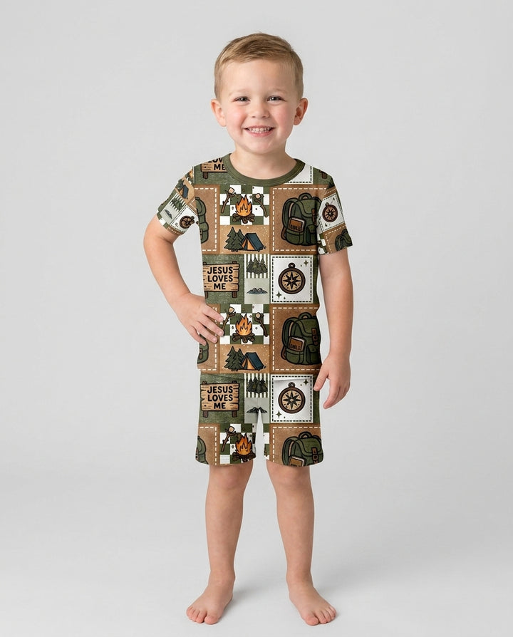 Template Bamboo Two Piece Short Sleeve Shorts Pyjamas Set