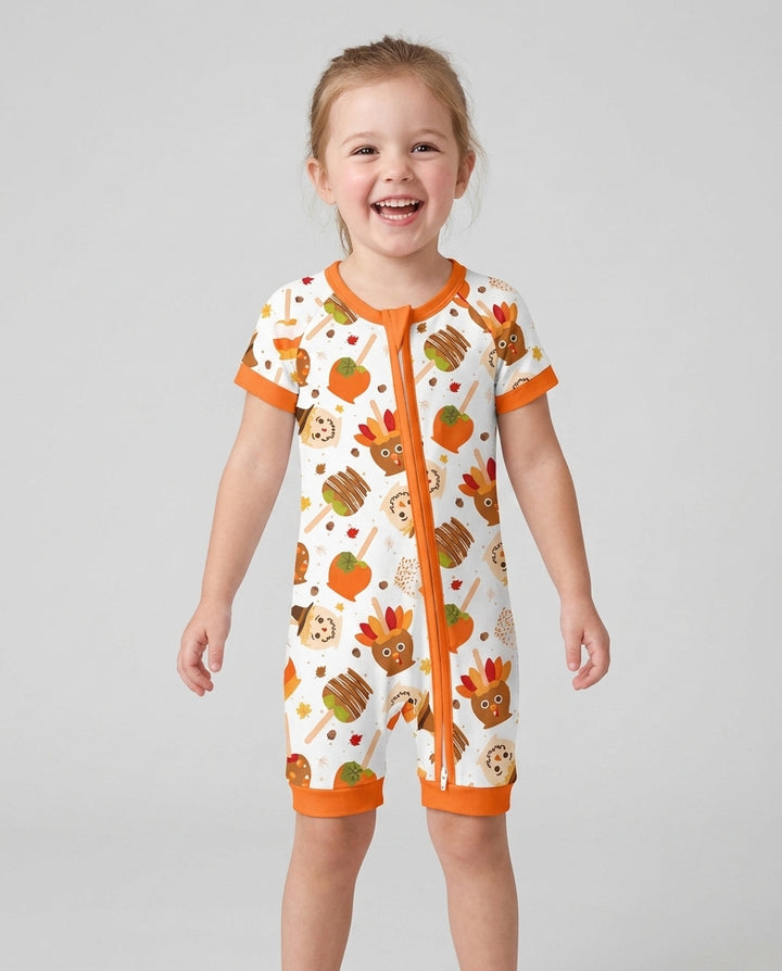 Fall Caramel Apple Family Matching Bamboo Shorty Zippy
