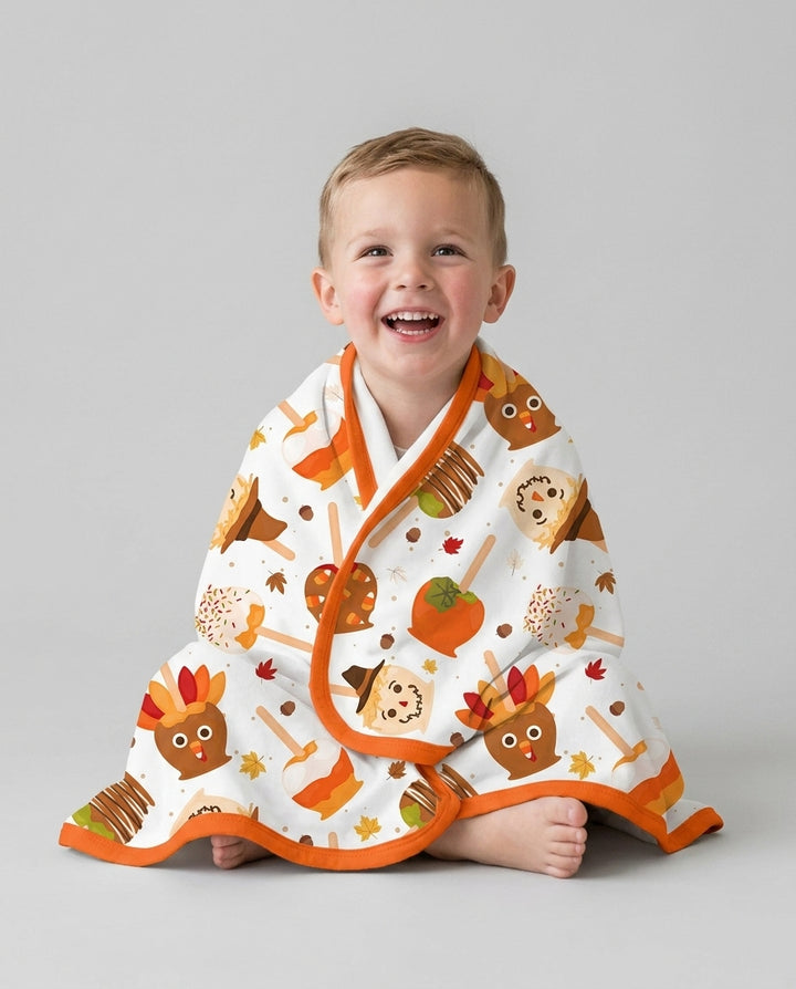 Fall Caramel Apple Family Matching Bamboo Blanket