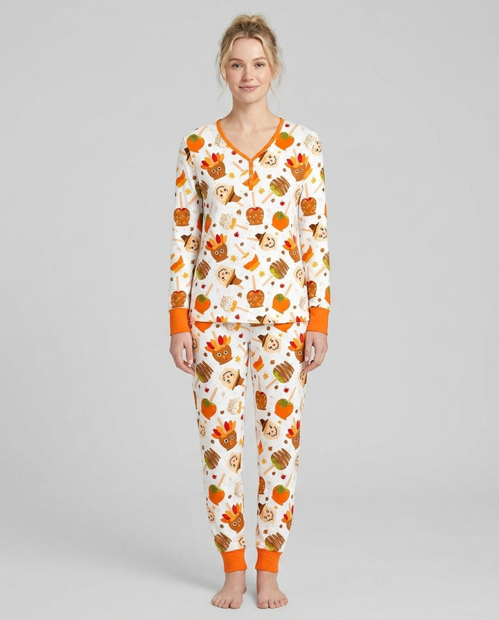 Fall Caramel Apple Family Matching Bamboo Women Pajama Set