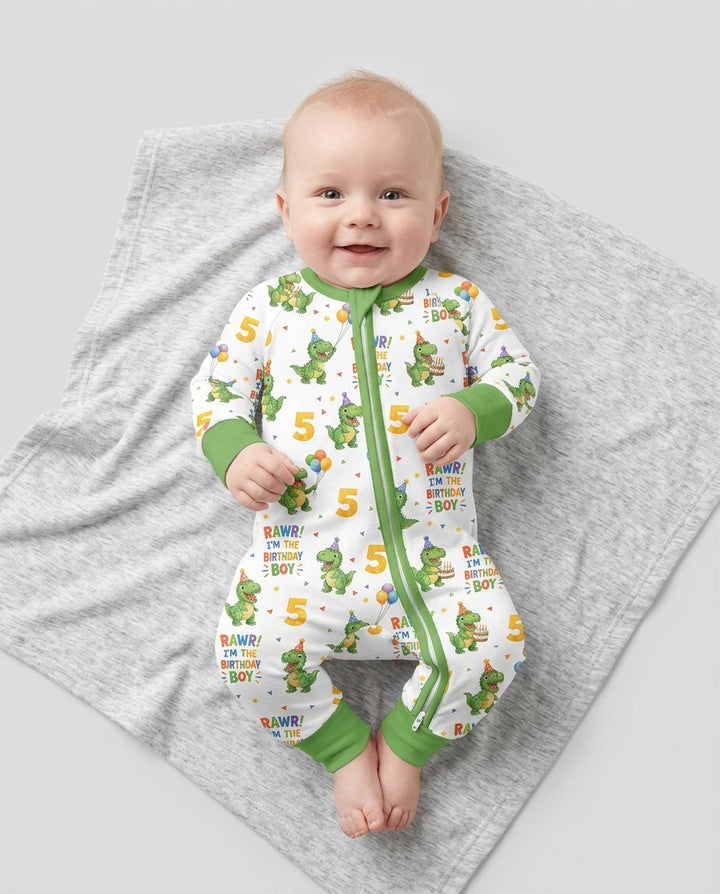 Personalized Dinosaur Birthday Boy Bamboo Convertible Zippy