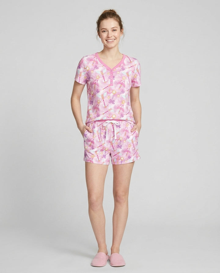 Kawaii Magical Girl Wand Bamboo Women Short Sleeve Short Pajama Set