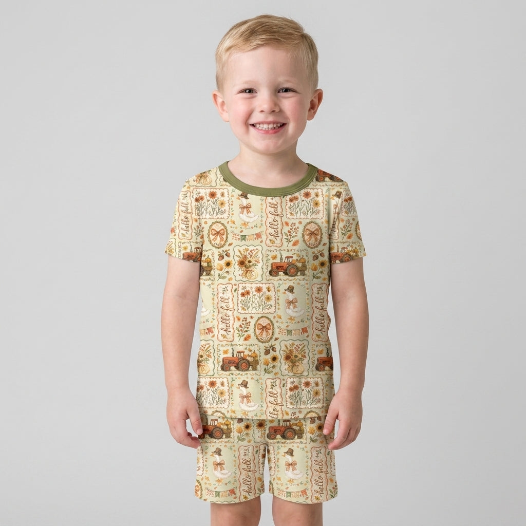 Template Bamboo Two Piece Short Sleeve Shorts Pyjamas Set
