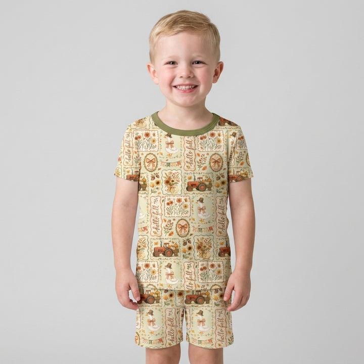 Template Bamboo Two Piece Short Sleeve Shorts Pyjamas Set