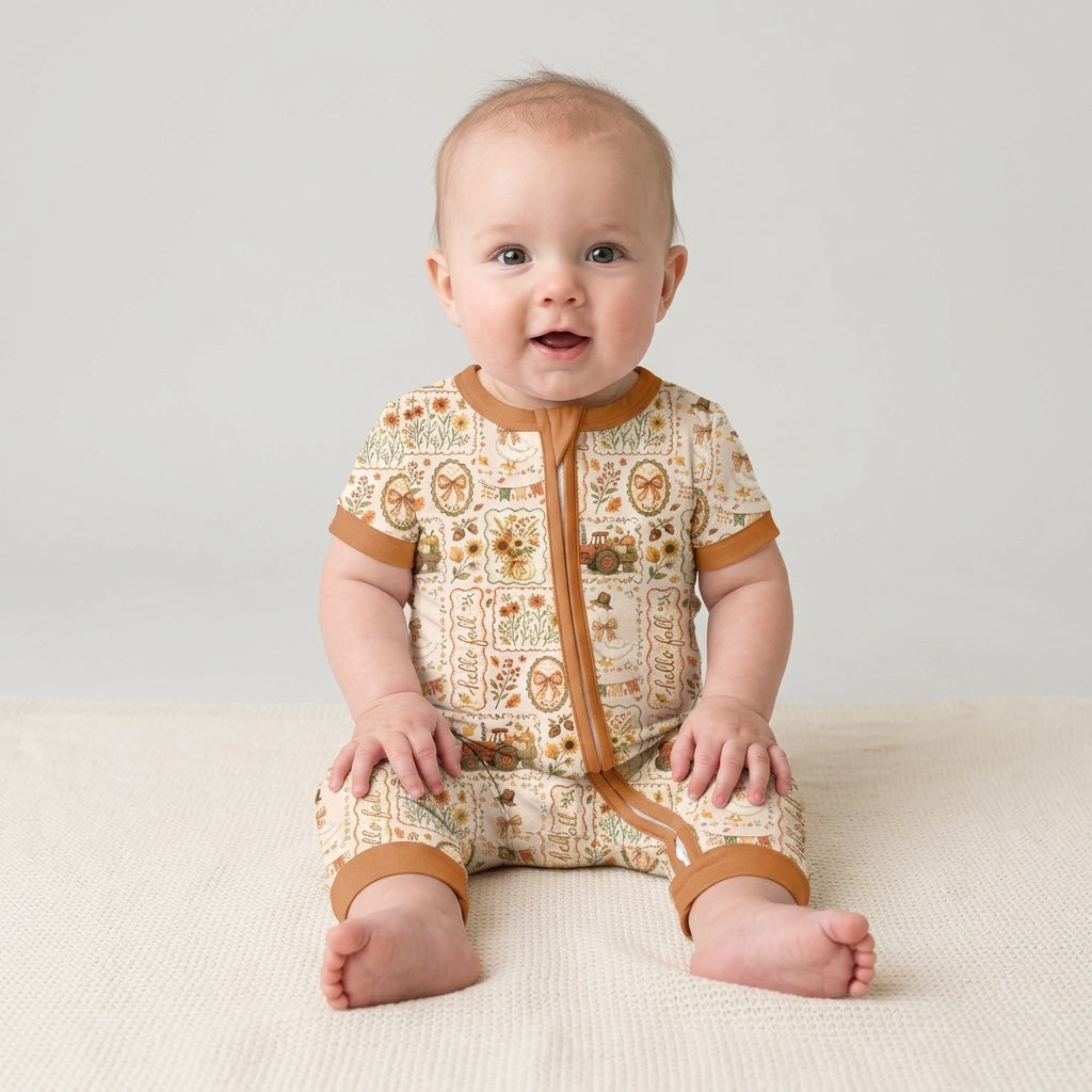 Farmhouse Fall Goose Family Matching Bamboo Shorty Zippy