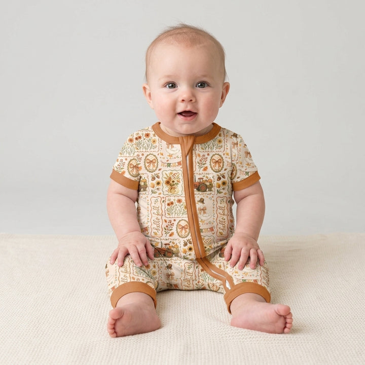 Farmhouse Fall Goose Family Matching Bamboo Shorty Zippy