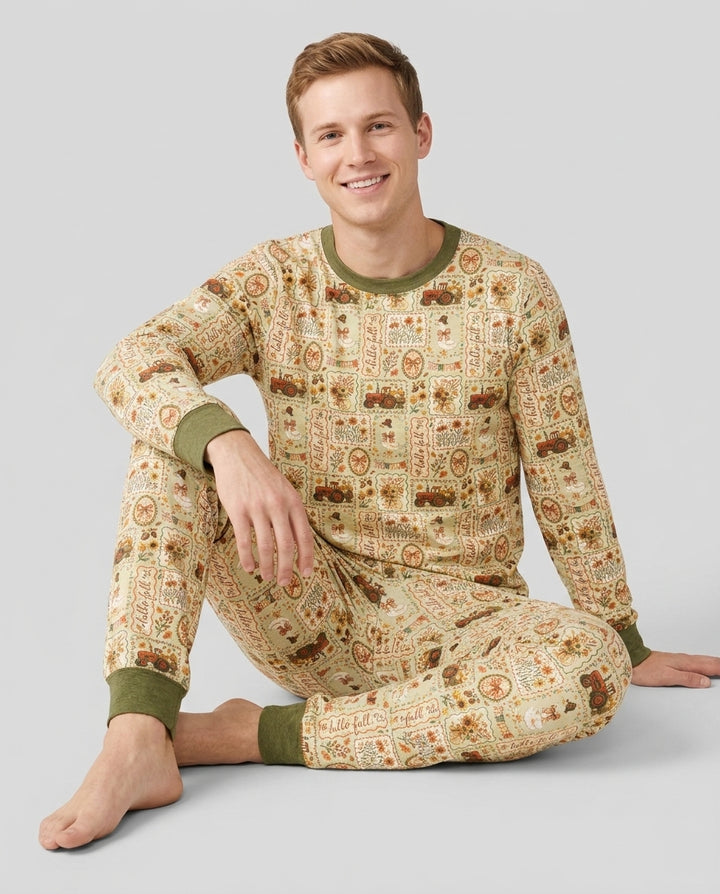 Farmhouse Fall Goose Family Matching Bamboo Men's Pajama Set