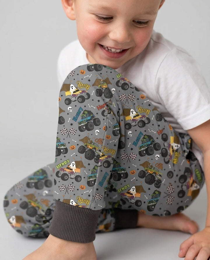 Custom Name Halloween Creepy Crusher Family Matching Bamboo Jogger