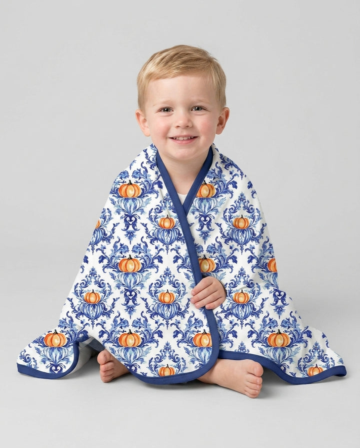 Pumpkin Toile Family Matching Bamboo Blanket