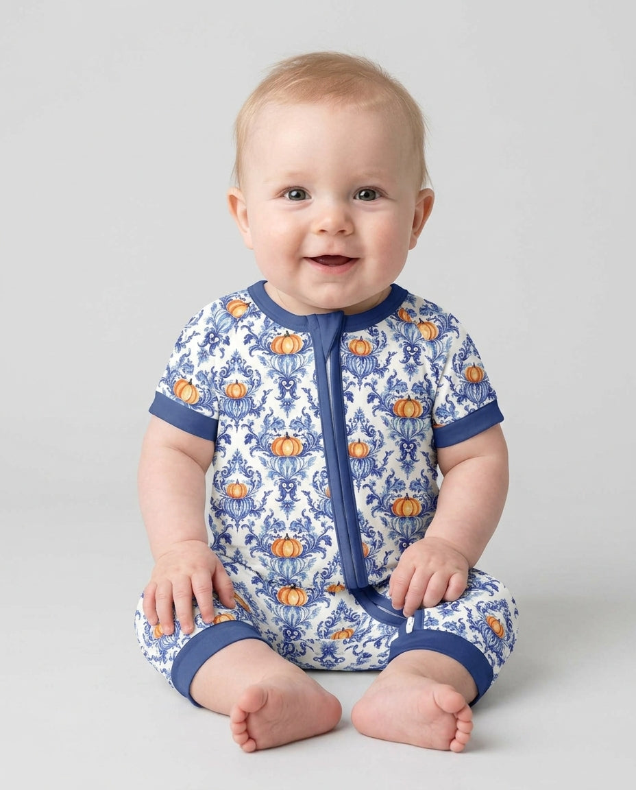 Pumpkin Toile Family Matching Bamboo Shorty Zippy