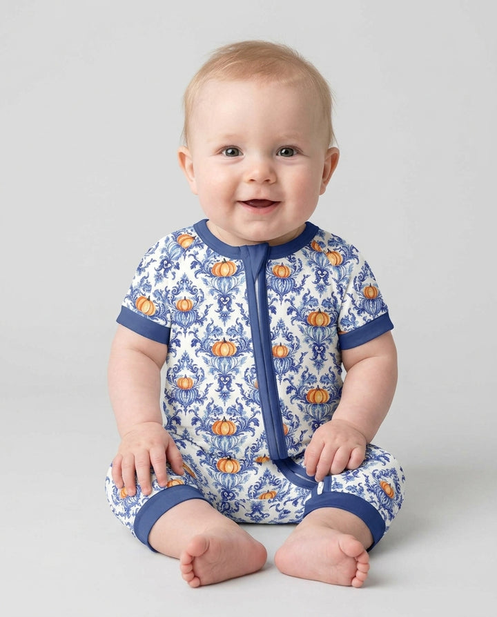 Pumpkin Toile Family Matching Bamboo Shorty Zippy