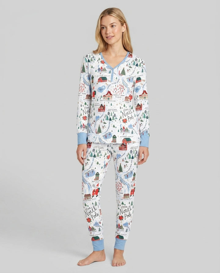 The North Pole Map Bamboo Women Pajama Set