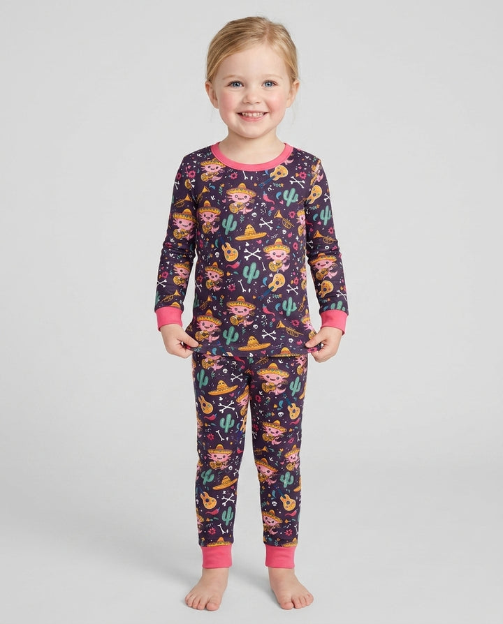 Axolotl Fiesta Bamboo Two Piece Long Sleeve Pajama Set