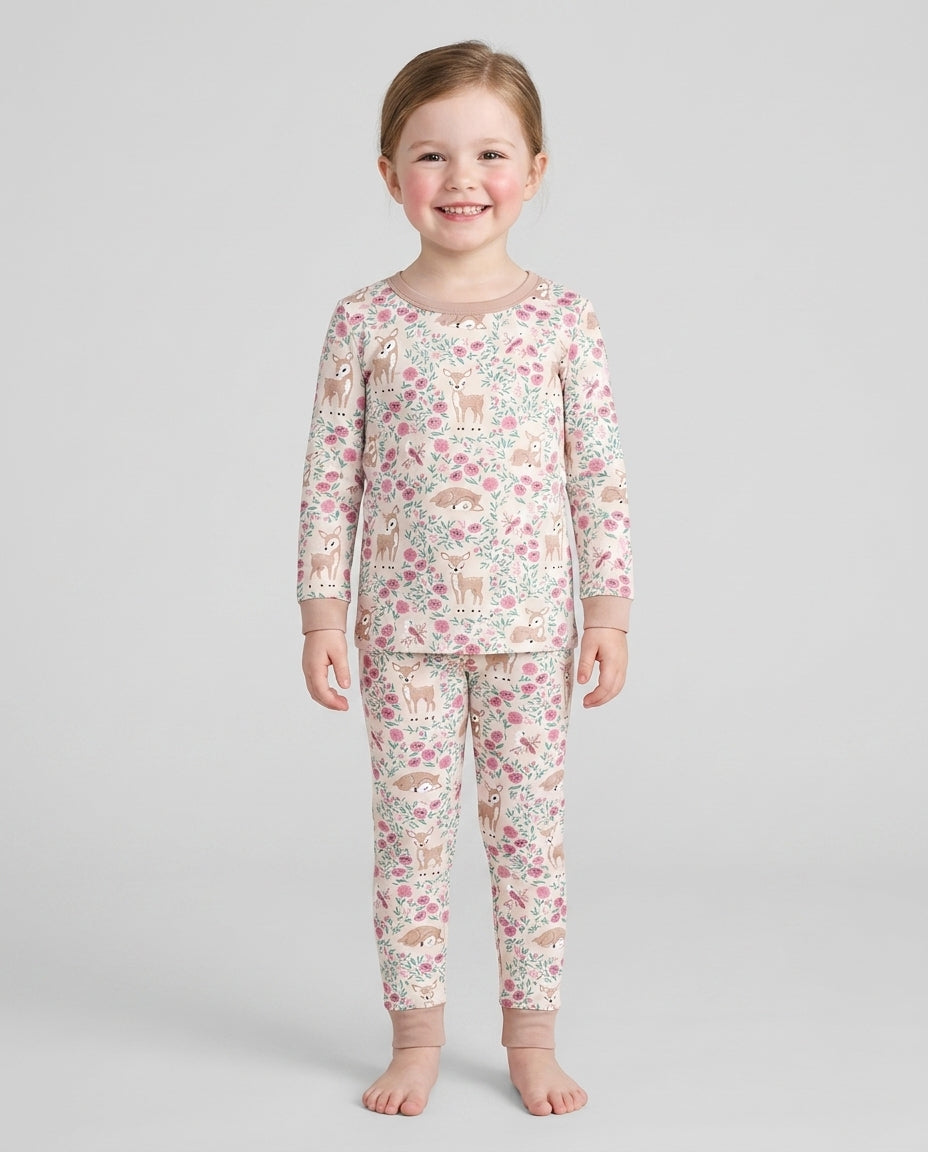 Little Deer Meadow Bamboo Two Piece Long Sleeve Pajama Set