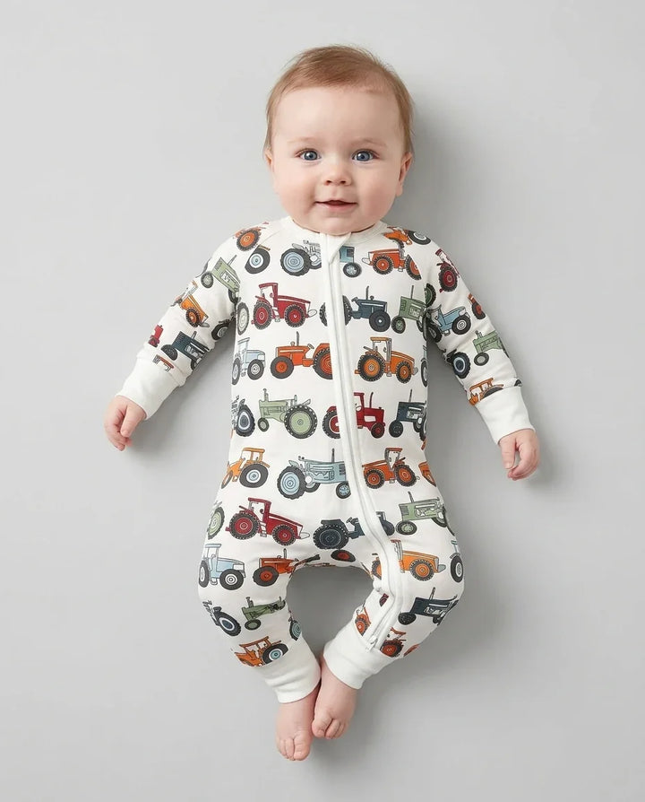 Tiny Tractors Bamboo Convertible Zippered Romper