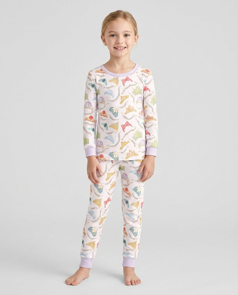 Princess Crowns Bamboo Two Piece Long Sleeve Pajama Set