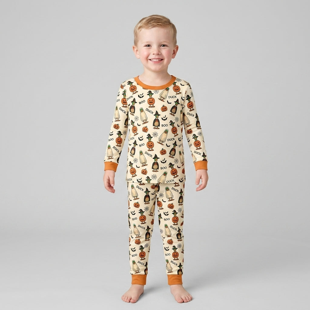 Duck Duck Boo Bamboo Two Piece Long Sleeve Pajama Set