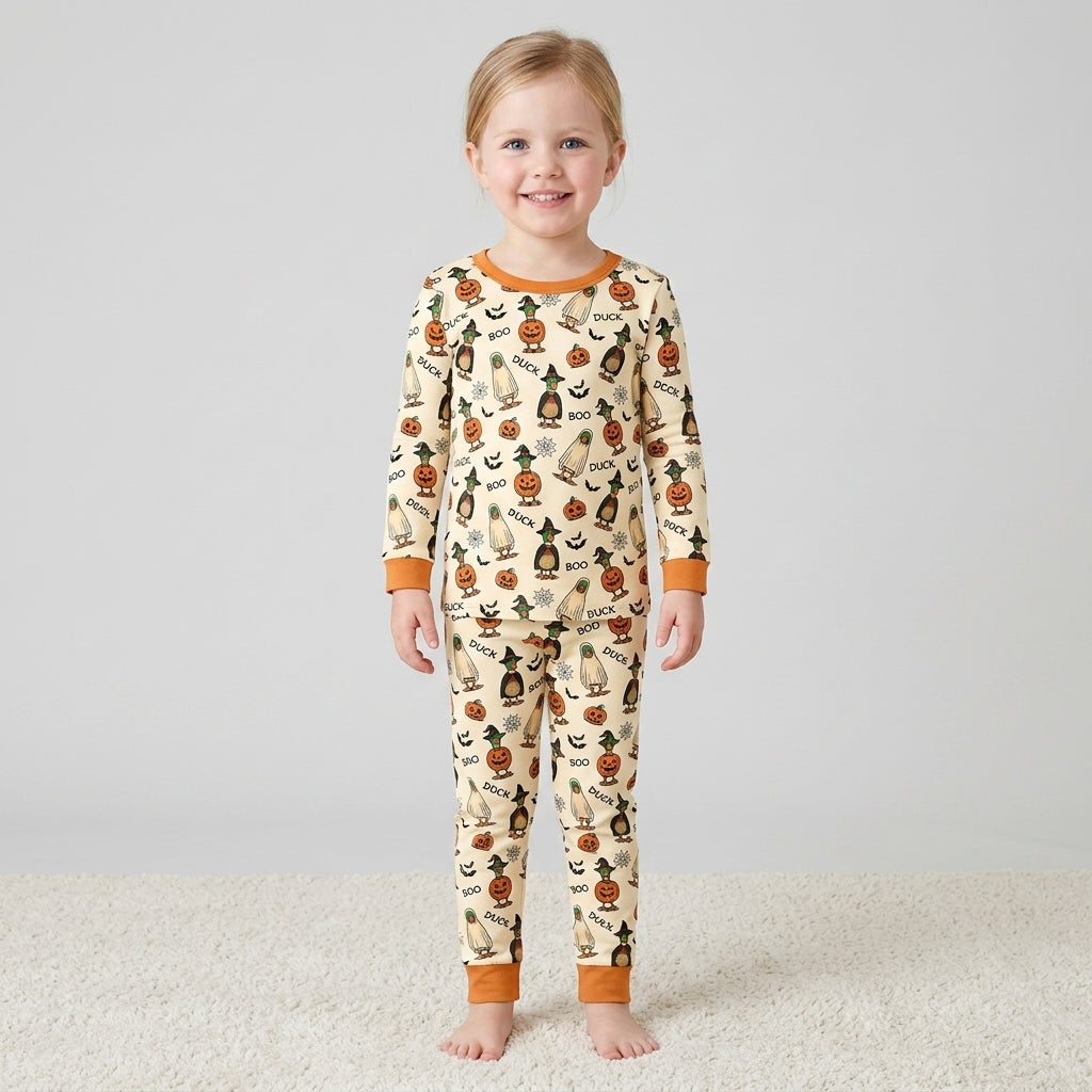 Duck Duck Boo Bamboo Two Piece Long Sleeve Pajama Set