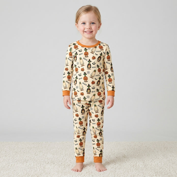 Duck Duck Boo Bamboo Two Piece Long Sleeve Pajama Set