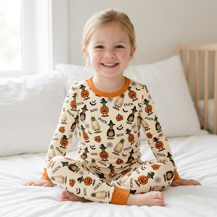 Duck Duck Boo Bamboo Two Piece Long Sleeve Pajama Set