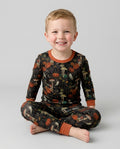 Spooky Cute Ghost Pumpkin Mushroom Halloween Bamboo Two Piece Long Sleeve Pajama Set
