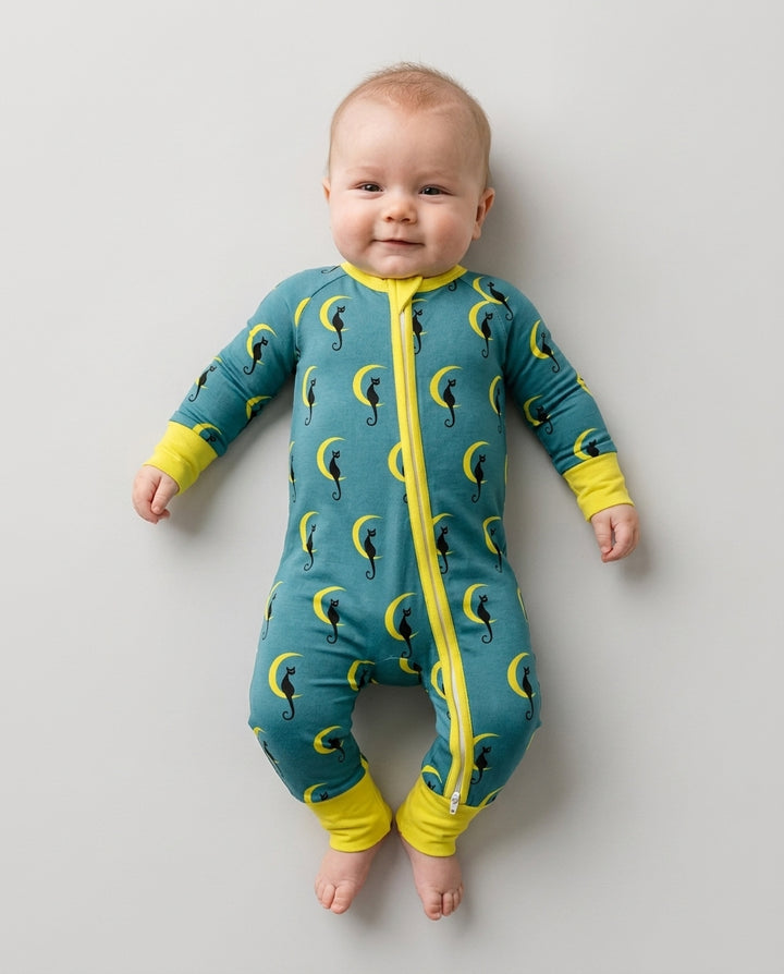 Black Cat Crescent Moon Celestial Night Bamboo Convertible Zippy
