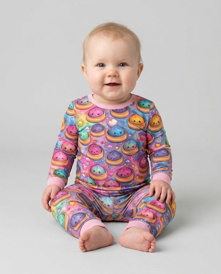 Kawaii Glitter Dumpling Bamboo Two Piece Long Sleeve Pajama Set