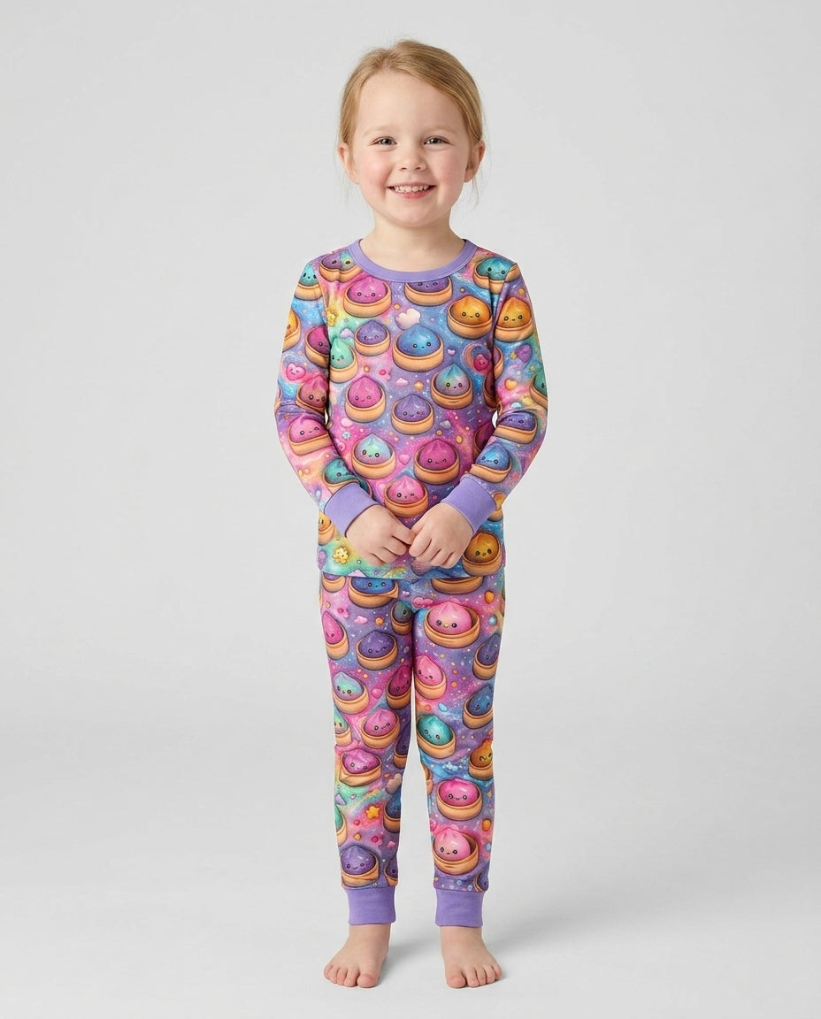 Kawaii Glitter Dumpling Bamboo Two Piece Long Sleeve Pajama Set