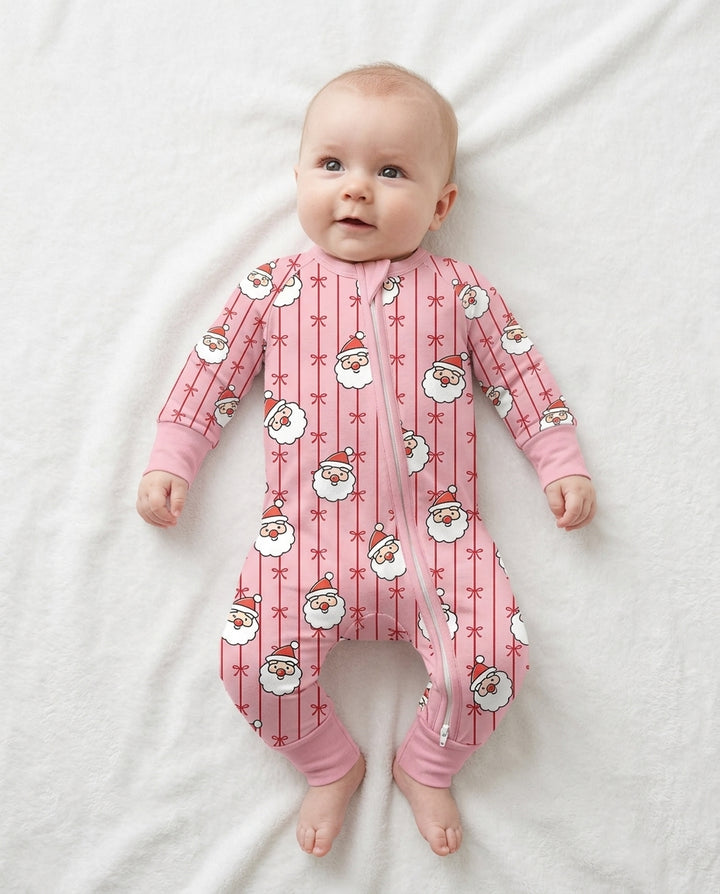 Pink Santa Bow Stripe Christmas Bamboo Convertible Zippy