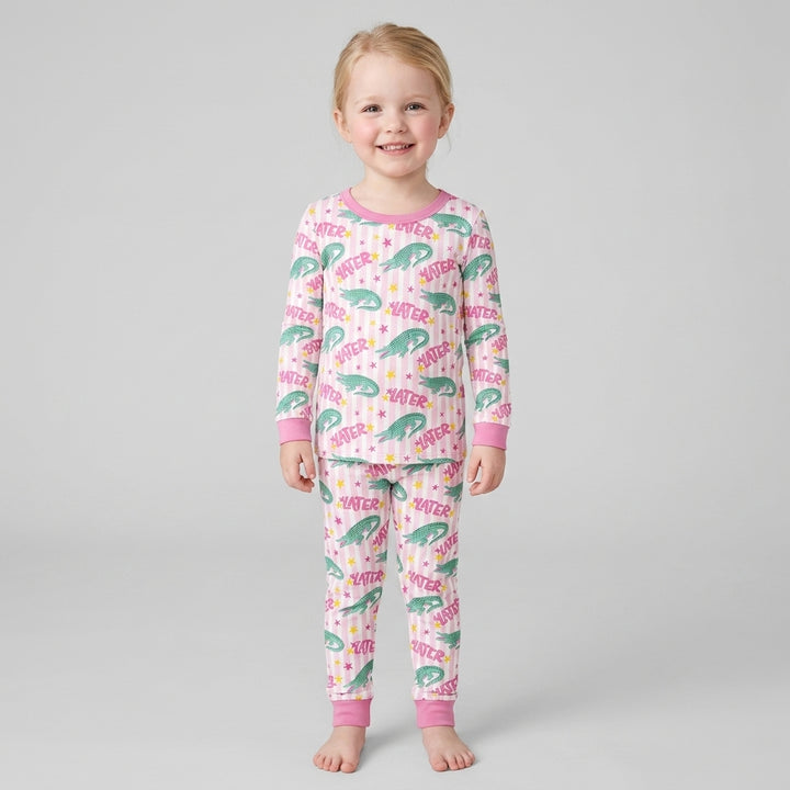 Later Gator After A While Crocodile Bamboo Two Piece Long Sleeve Pajama Set