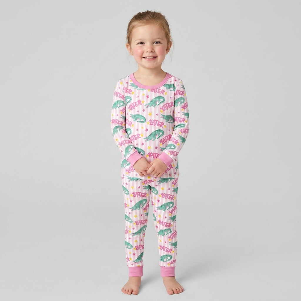 Later Gator After A While Crocodile Bamboo Two Piece Long Sleeve Pajama Set