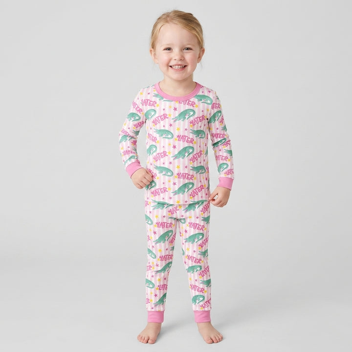 Later Gator After A While Crocodile Bamboo Two Piece Long Sleeve Pajama Set