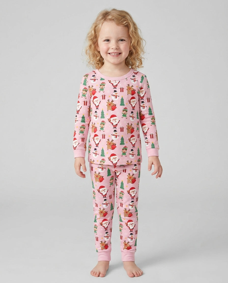 Jolly Holiday Friends Bamboo Two Piece Long Sleeve Pajama Set