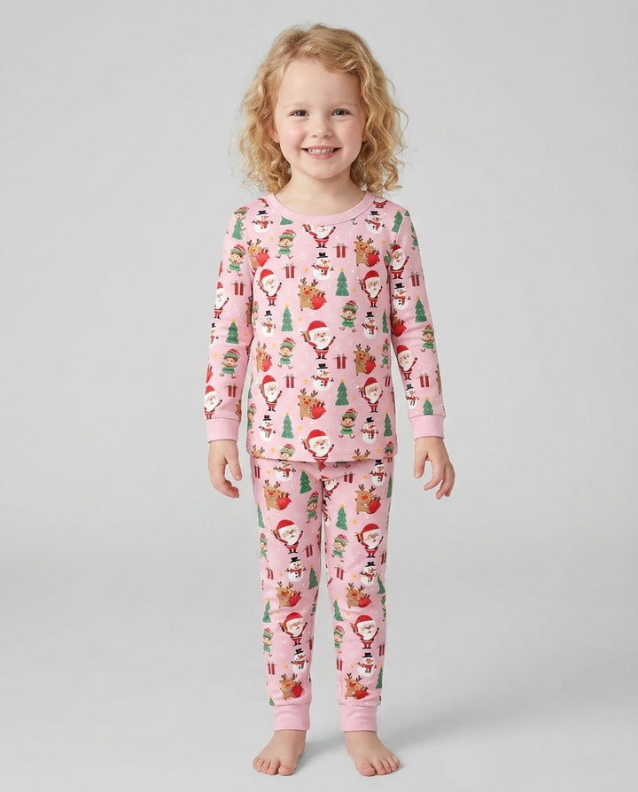 Jolly Holiday Friends Bamboo Two Piece Long Sleeve Pajama Set