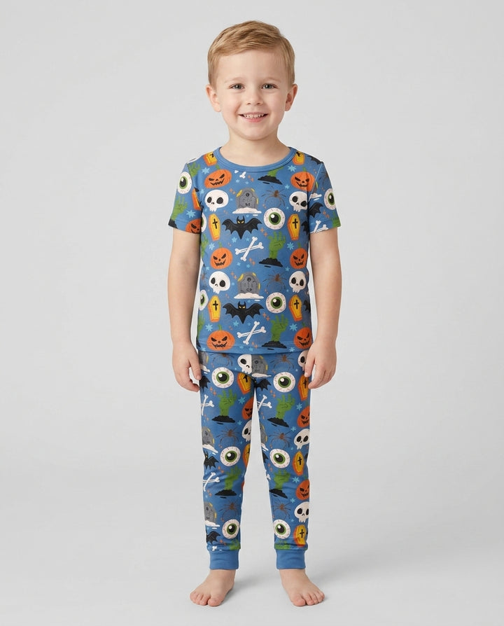 Little Monsters Bamboo Two Piece Short Sleeve Pyjamas Set For Haloween