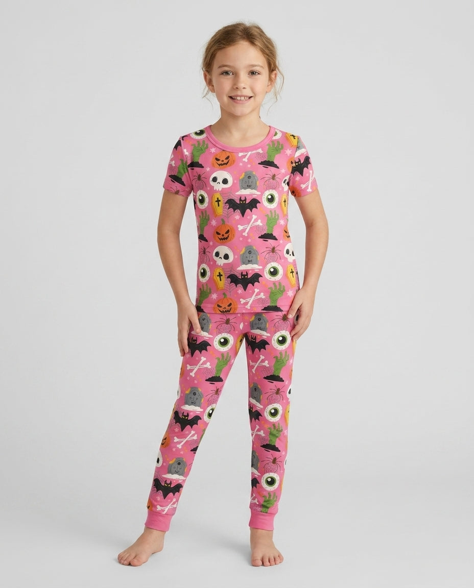 Little Monsters Bamboo Two Piece Short Sleeve Pyjamas Set For Haloween