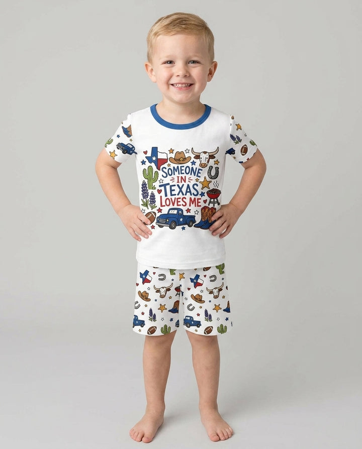 Template Bamboo Two Piece Short Sleeve Shorts Pyjamas Set