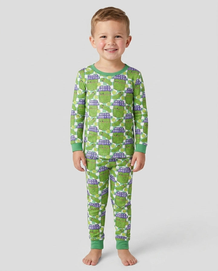 Kawaii Pickle Jar Bamboo Two Piece Long Sleeve Pajama Set